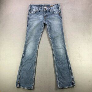 Women's Blue Flared Stretch Low-Rise Mid-Waist Jeans